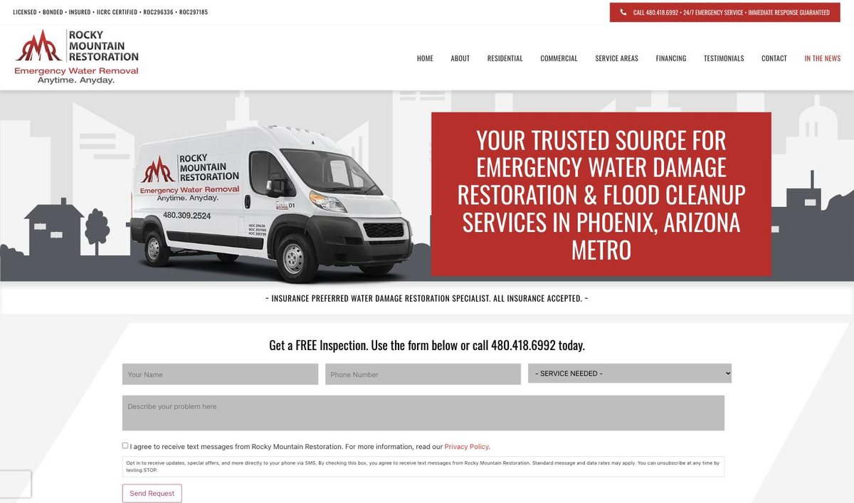 Rocky Mountain Restoration website homepage, built and managed by ajile MEDIA