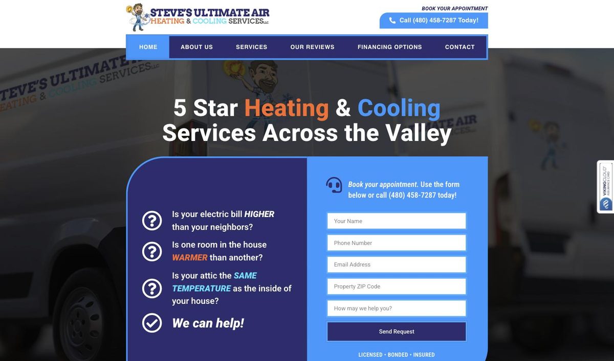 Steve's Ultimate Air website homepage, built and managed by ajile MEDIA