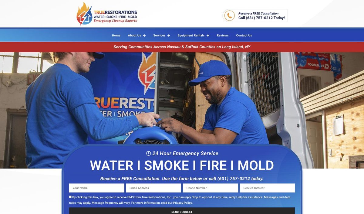 True Restorations website homepage, built and managed by ajile MEDIA